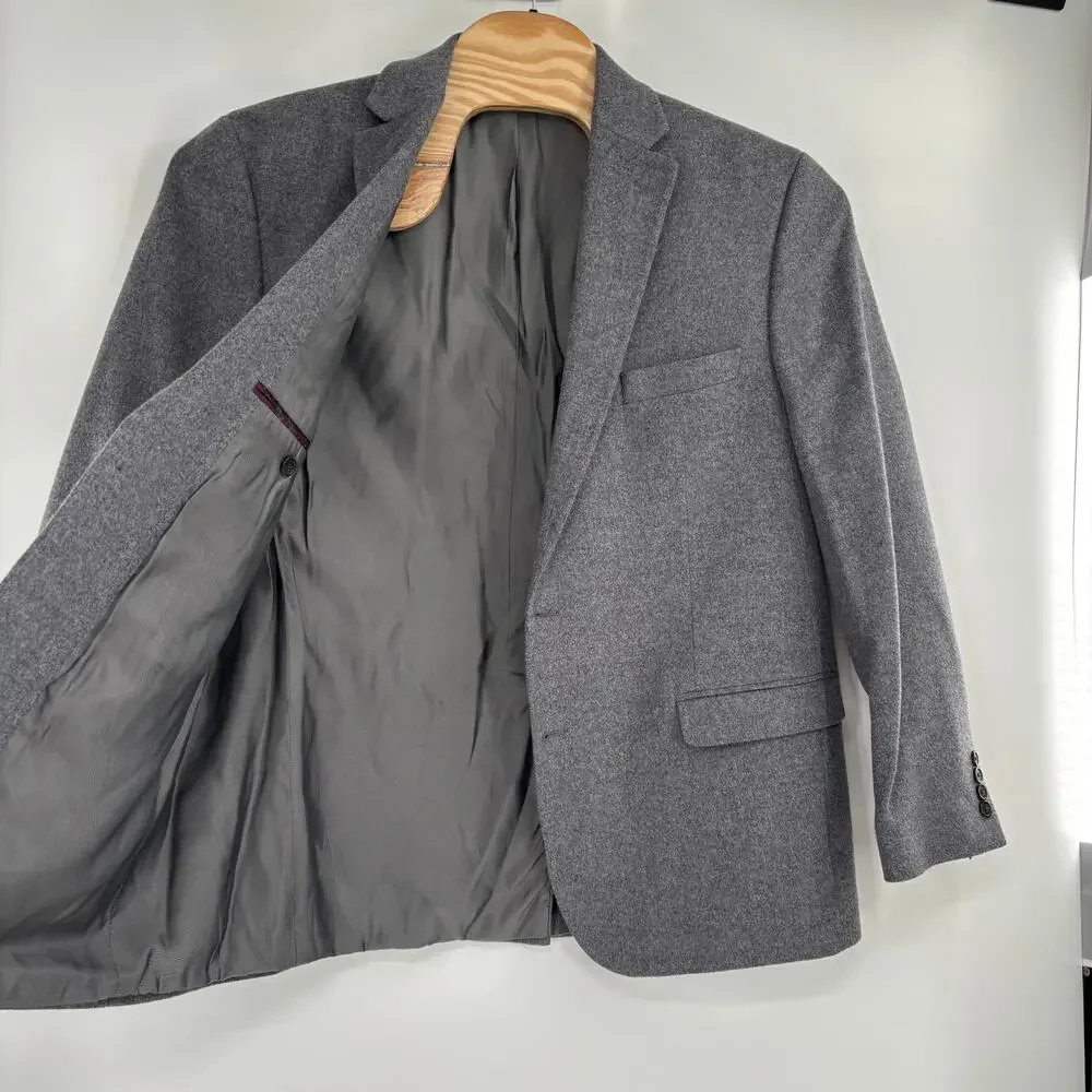 Lauren Ralph Lauren Mens‎ 46L Gray Wool Silk Cashmere Blend 2 Button Blazer